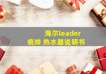 海尔leader统帅 热水器说明书